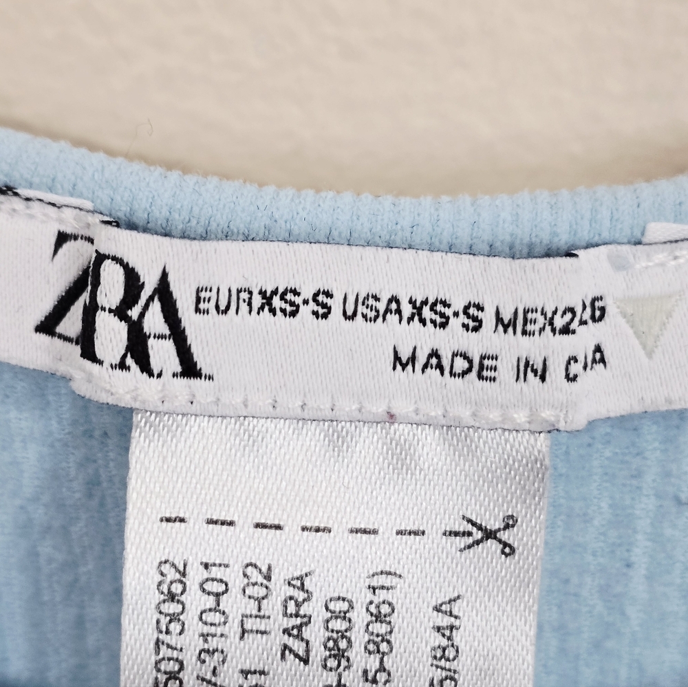 Zara Light Blue Sleeveless Ribbed Crop Top - Picture 5 of 6
